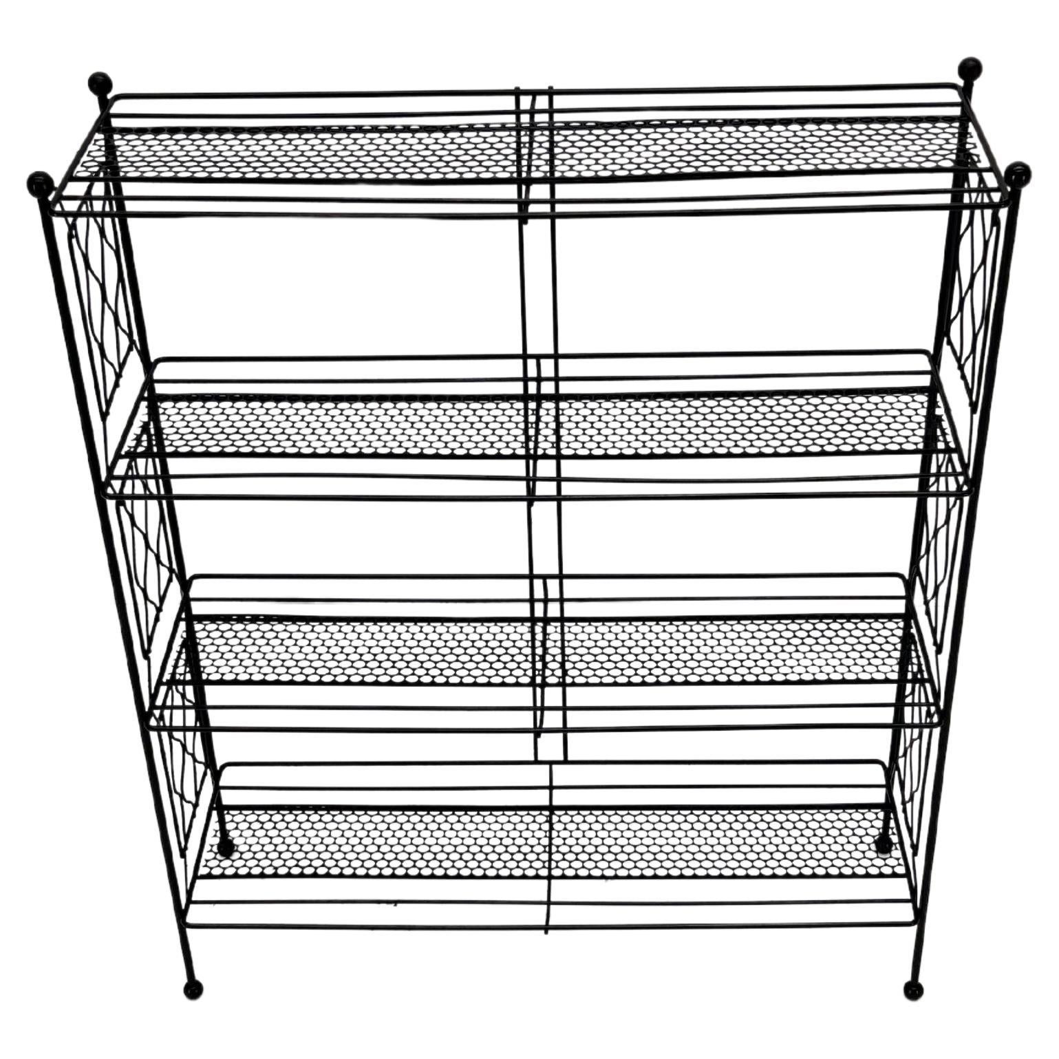 Mid-Century Modern Vintage Mid Century Modern Wire Rack Shelf Unit Ball Finials Tony Paul MINT! For Sale
