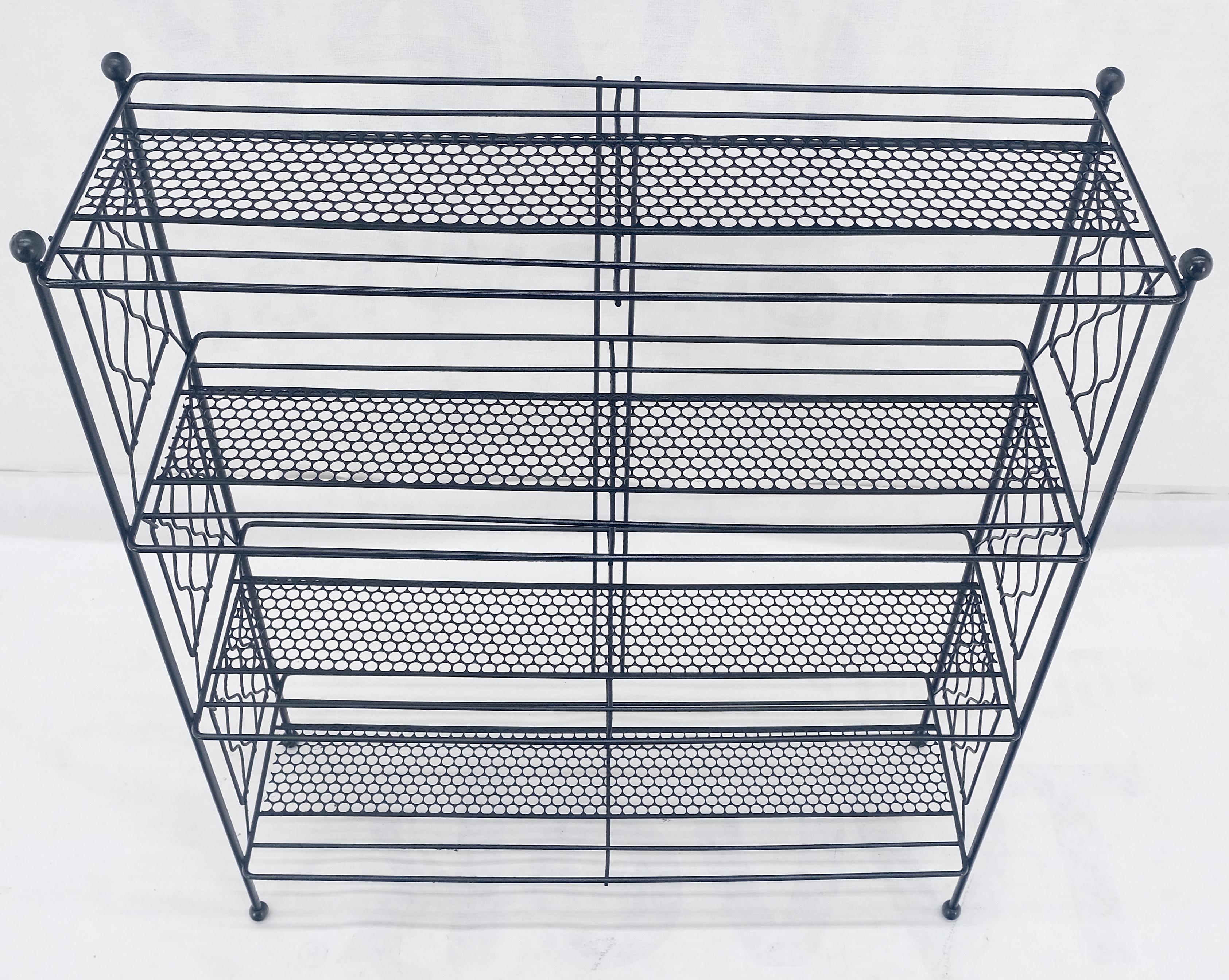 20th Century Vintage Mid Century Modern Wire Rack Shelf Unit Ball Finials Tony Paul MINT! For Sale