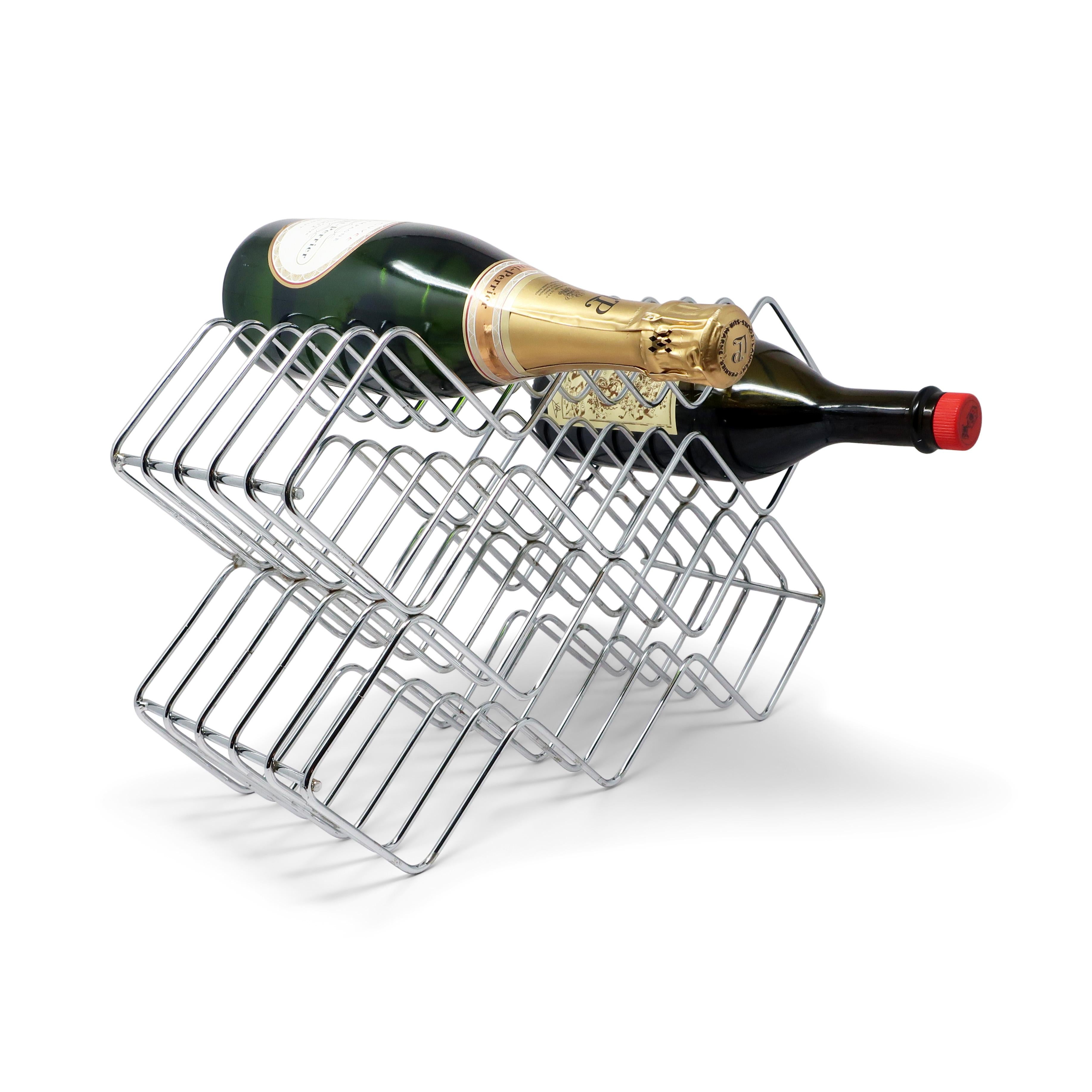 Chrome Vintage Mid-Century Modern Wire Wine Rack