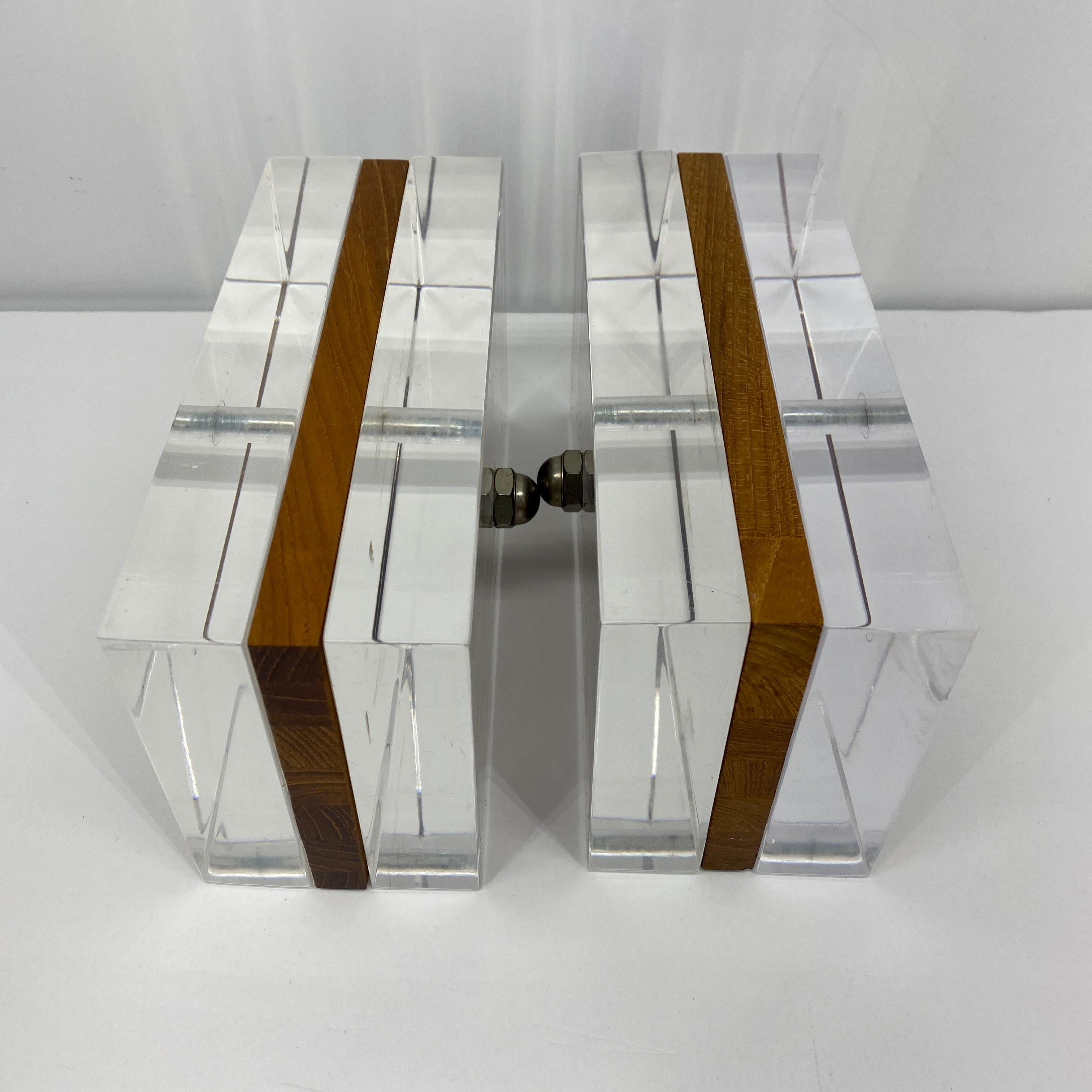 Vintage Mid-Century Modern Wood and Lucite Bookends by Herb Ritts 8