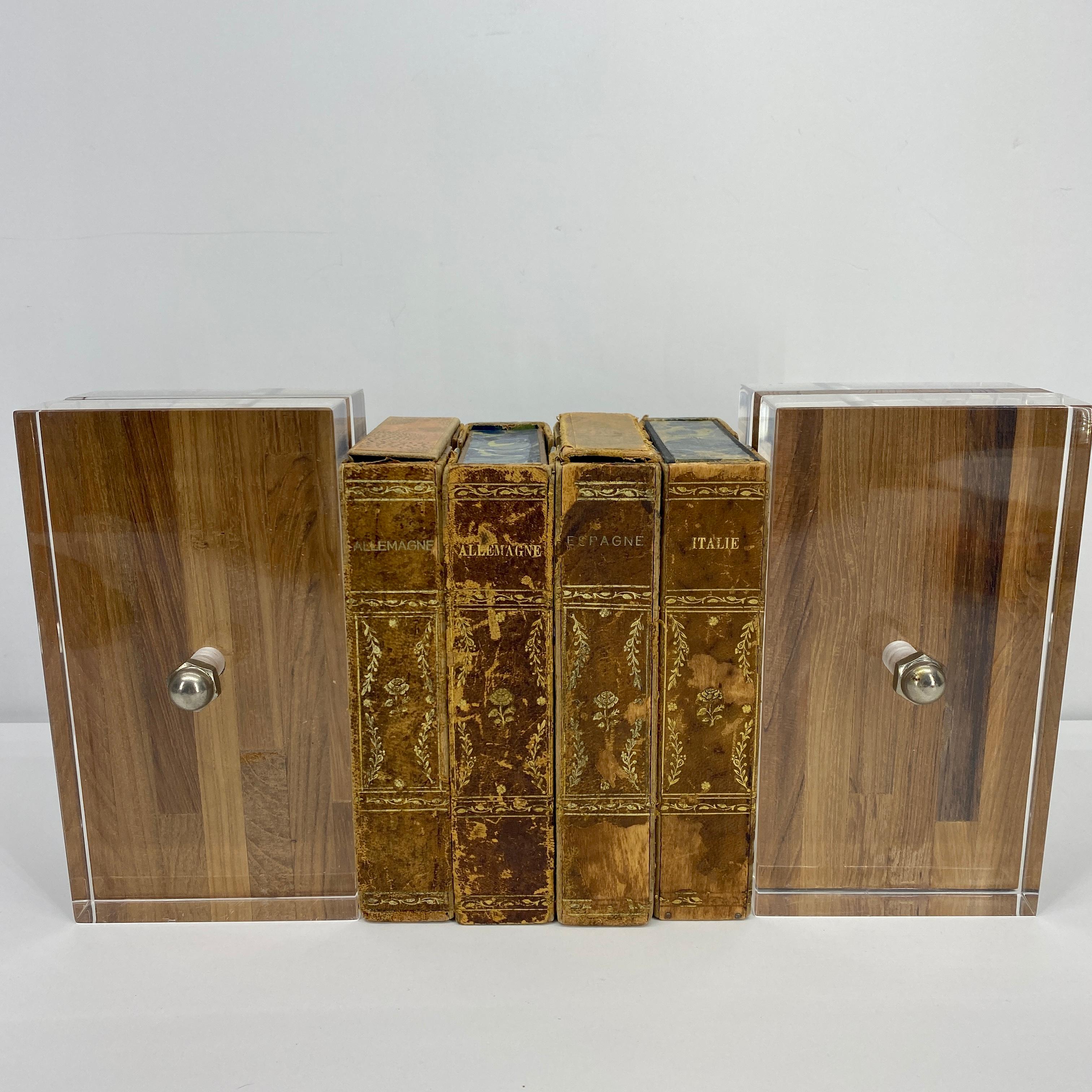Vintage Mid-Century Modern Wood and Lucite Bookends by Herb Ritts 10