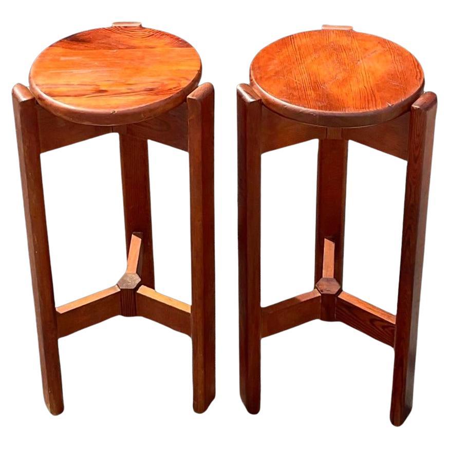 Vintage Mid-Century Modern Wood Barstools - Set of 2