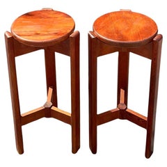 Vintage Mid-Century Modern Wood Barstools - Set of 2