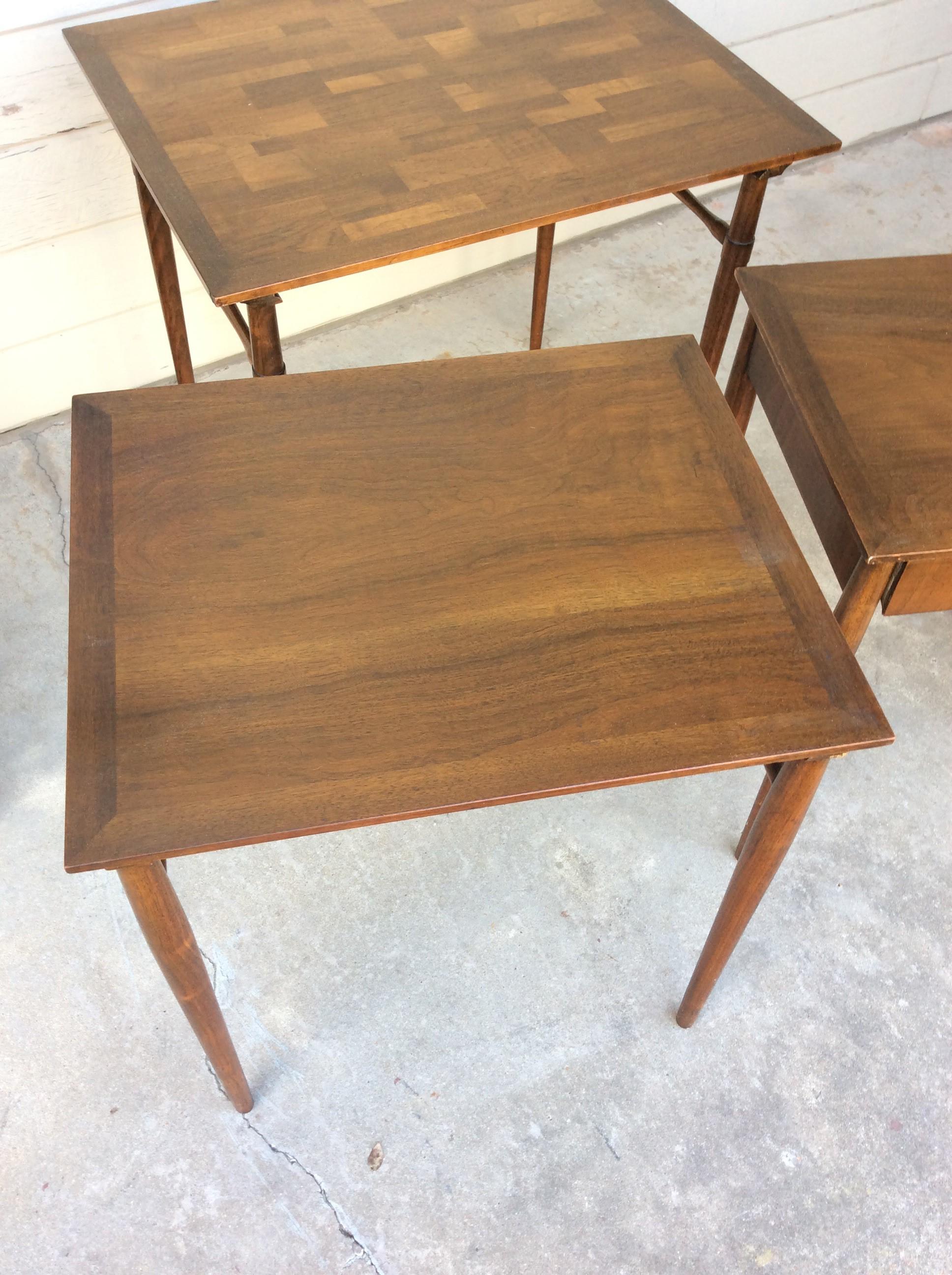 Vintage Mid-Century Modern Wood Nesting Tables, 3 Pieces For Sale 4