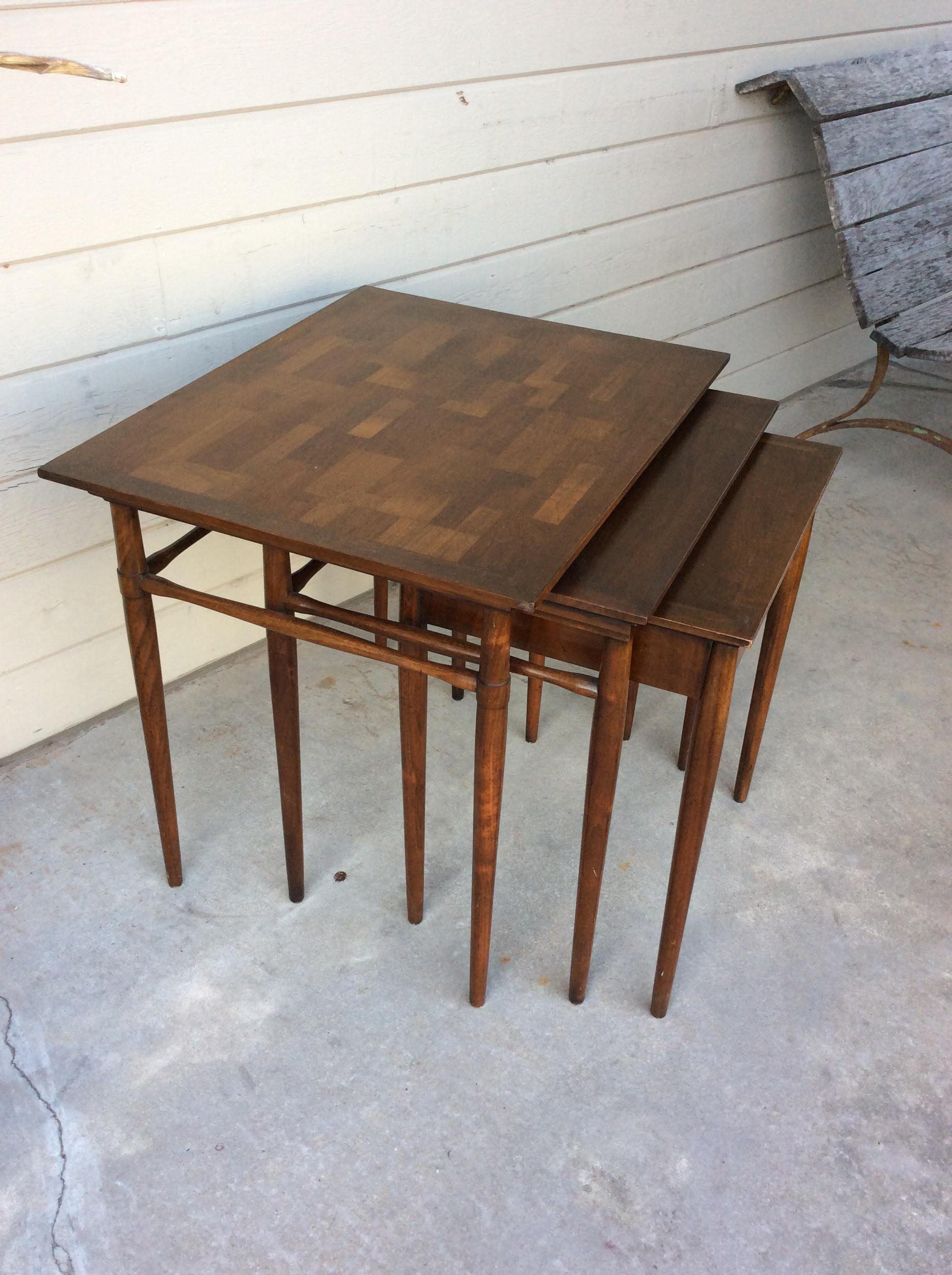 Vintage Mid-Century Modern Wood Nesting Tables, 3 Pieces For Sale 7
