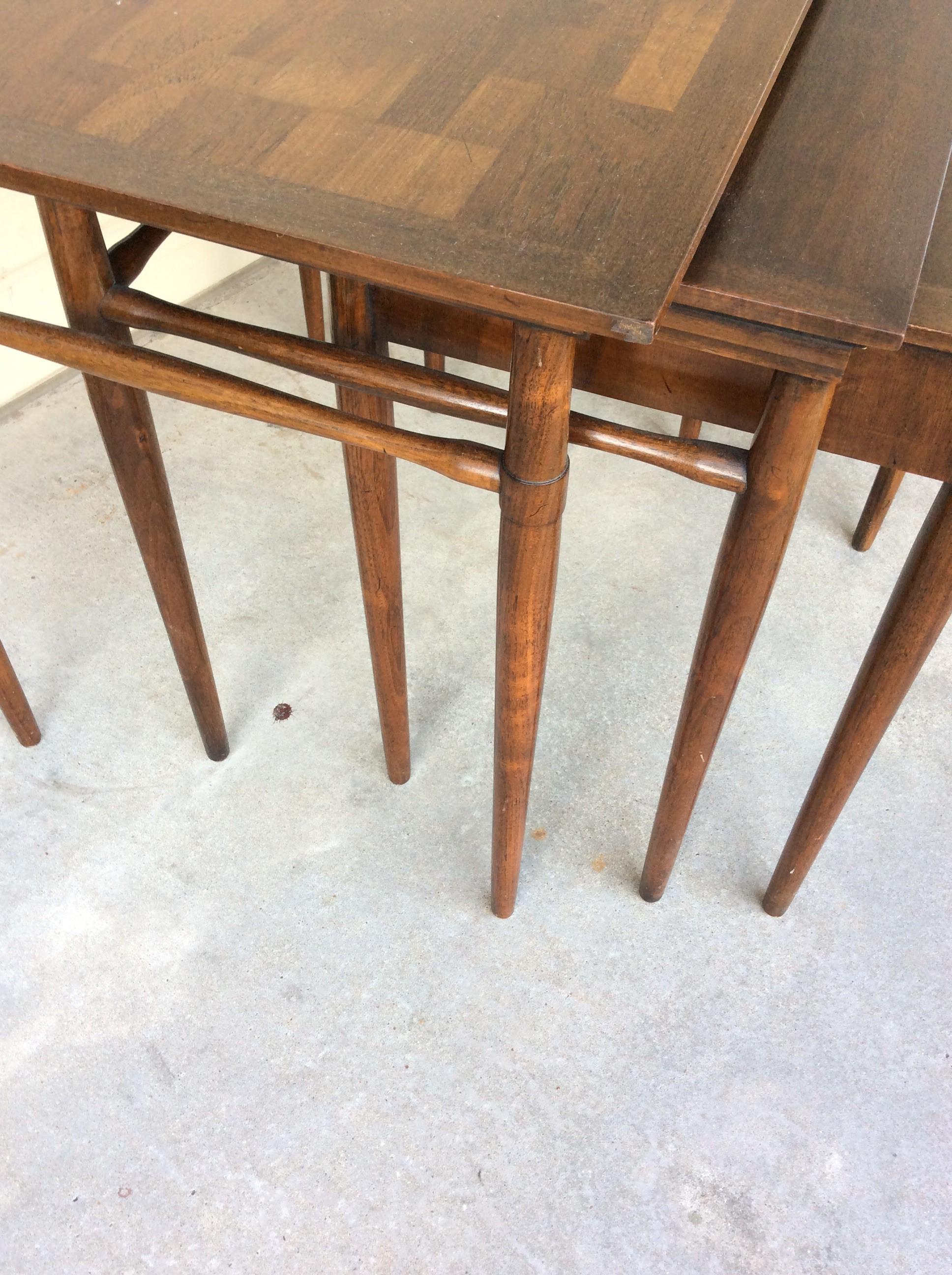 Vintage Mid-Century Modern Wood Nesting Tables, 3 Pieces For Sale 2
