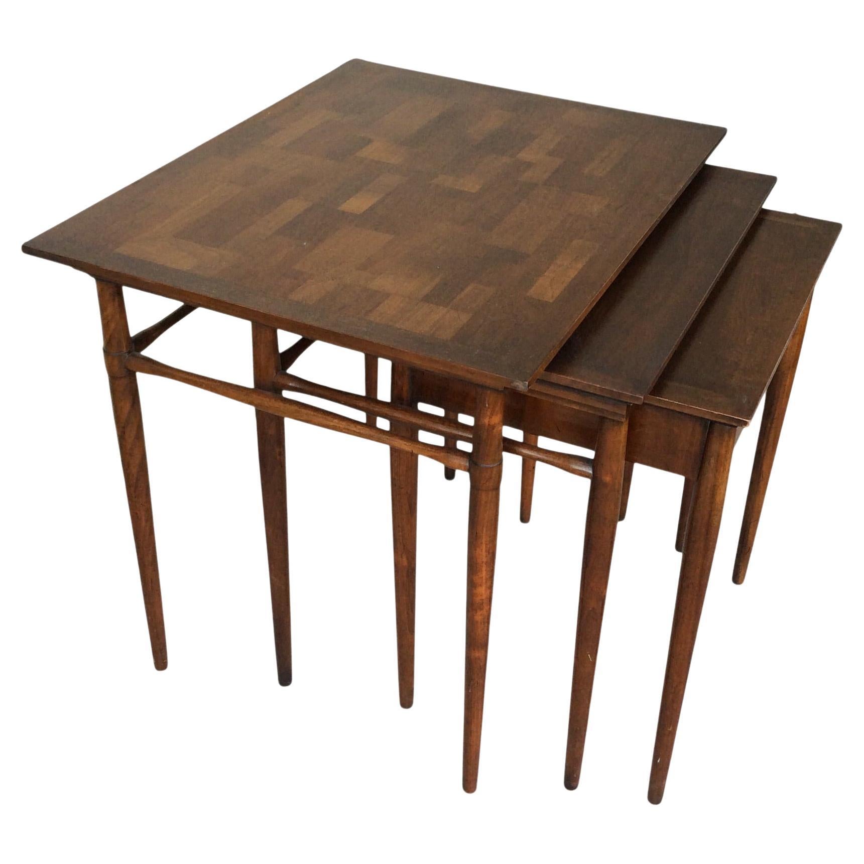 Vintage Mid-Century Modern Wood Nesting Tables, 3 Pieces For Sale