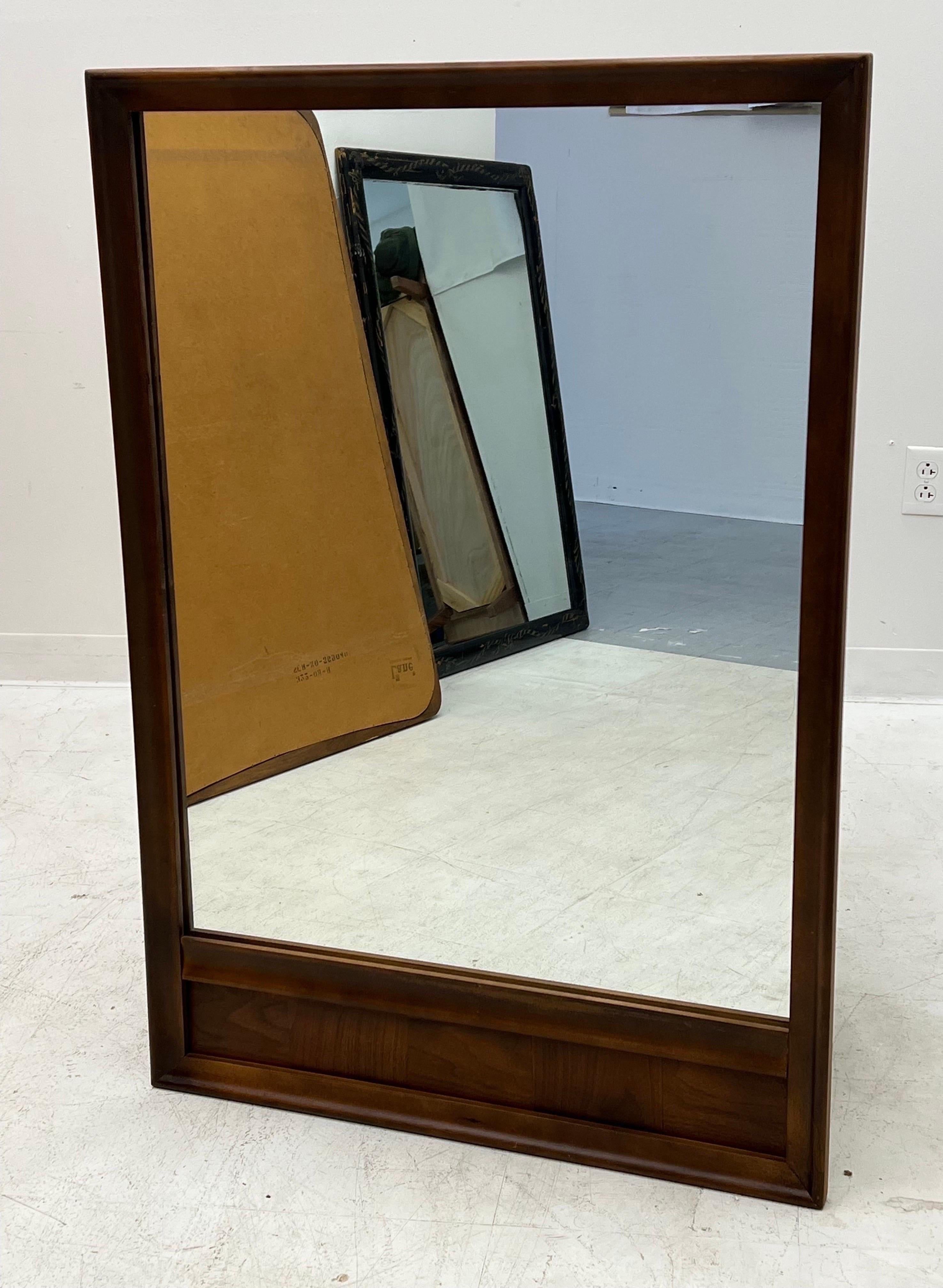 Vintage Mid-Century Modern Wood Wall Mirror In Good Condition For Sale In Seattle, WA