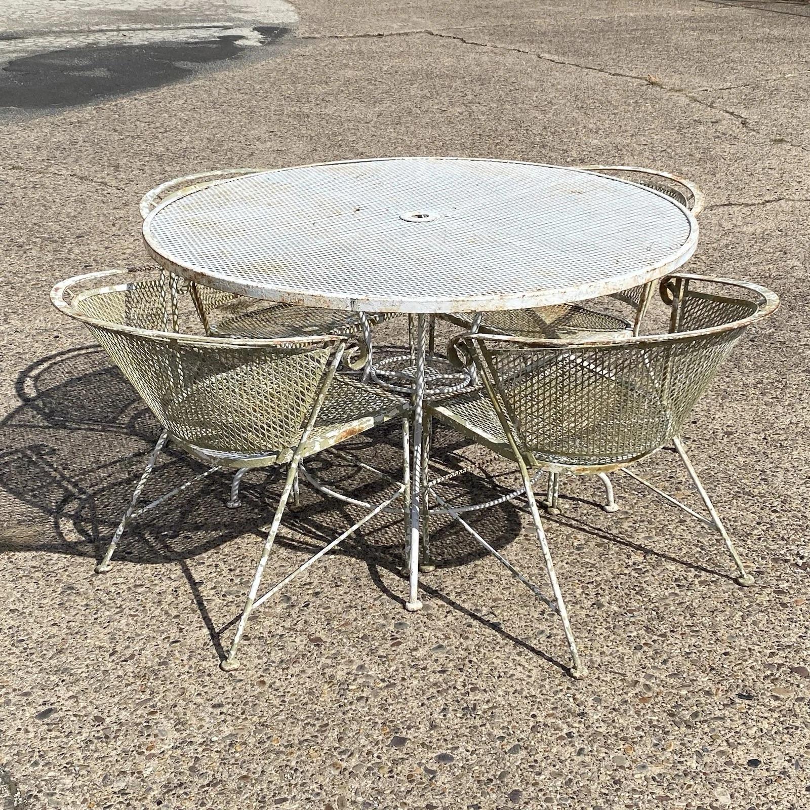 Vintage By, stile Woodard, ferro battuto, set da pranzo per giardino e patio 5p in vendita 7