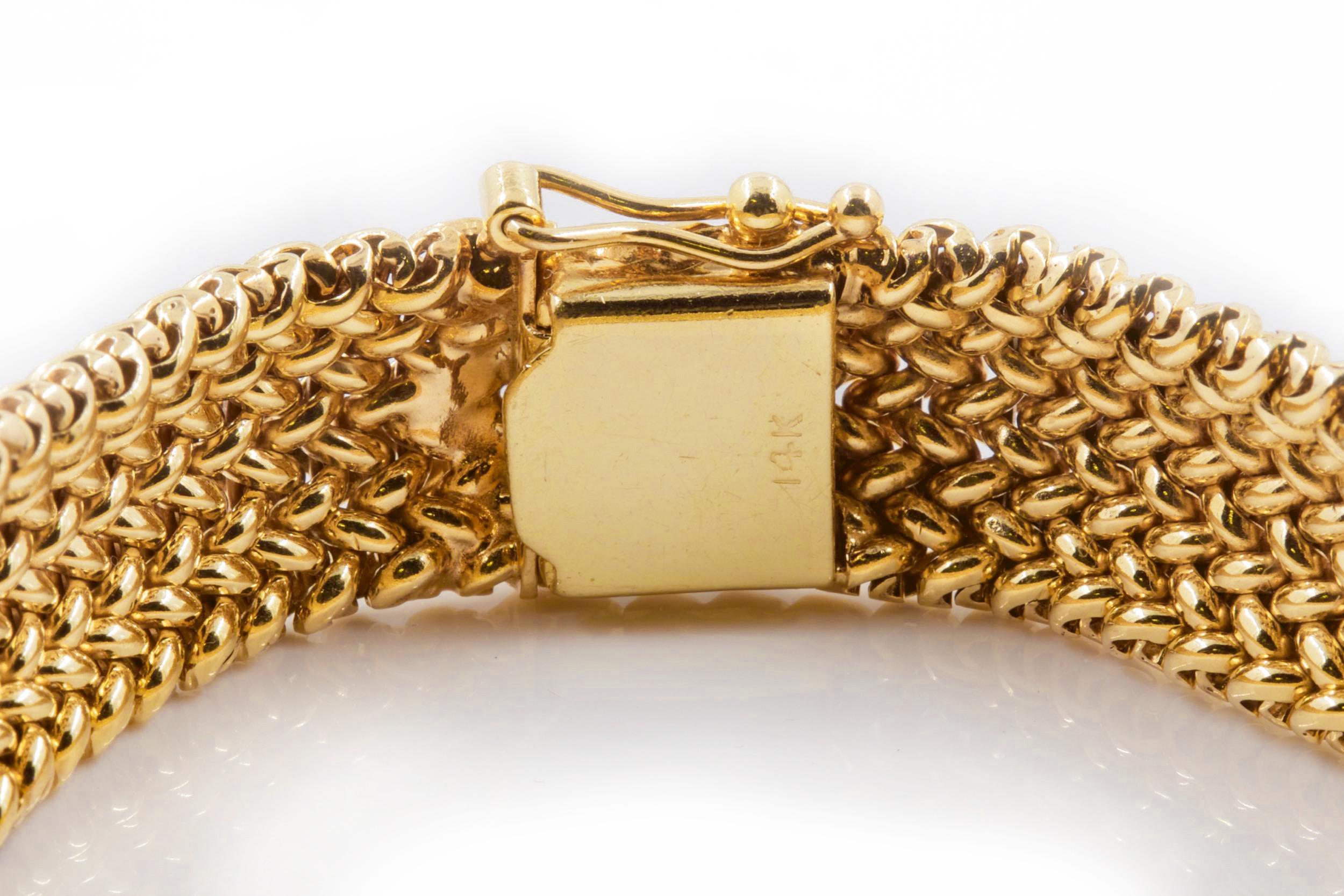 Vintage Mid-Century Modern Woven 14-Karat Yellow Gold Bracelet, circa 1960s 3