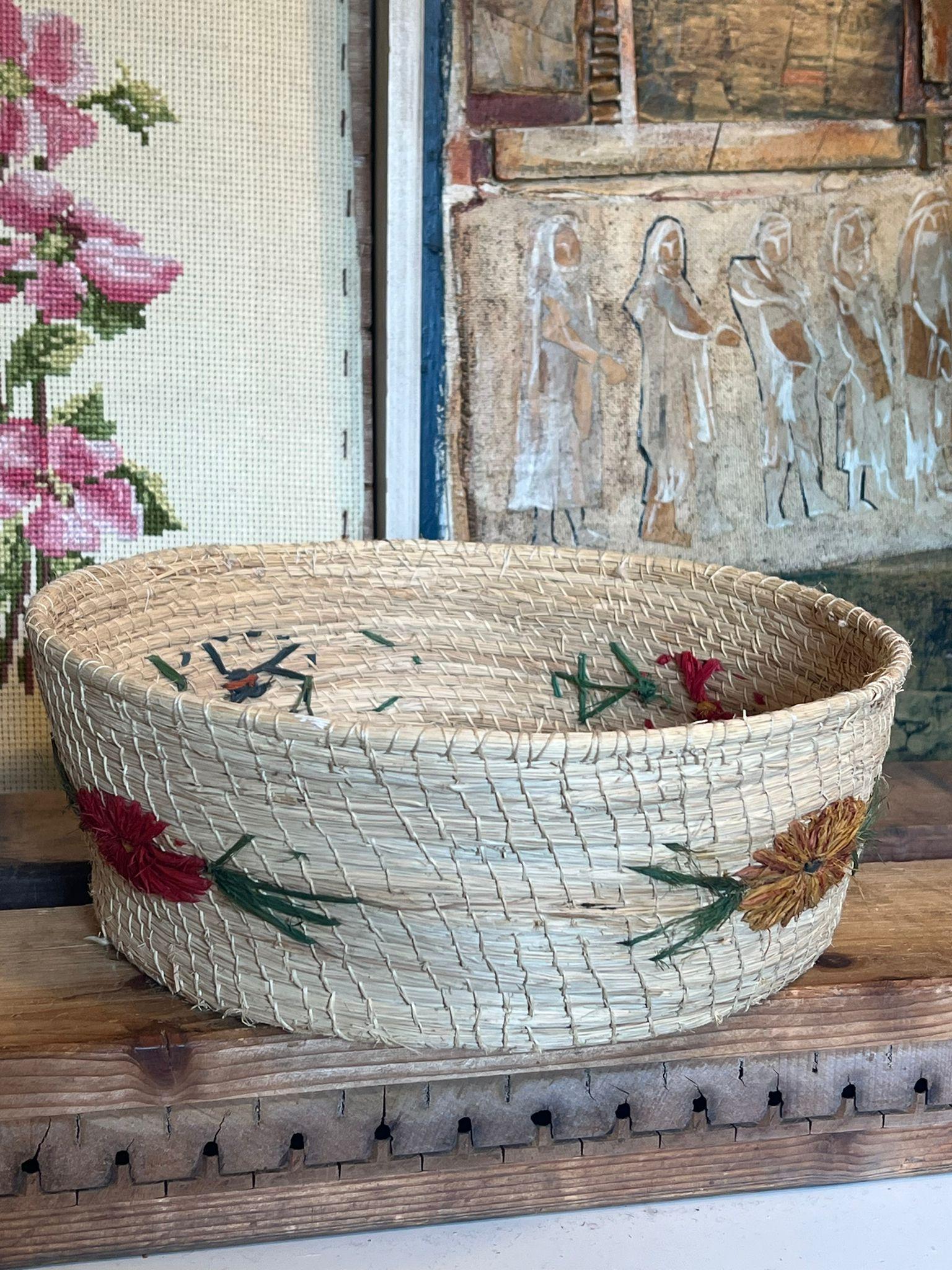 Gewebter Korb, Mid-Century Modern, Vintage (Moderne der Mitte des Jahrhunderts) im Angebot