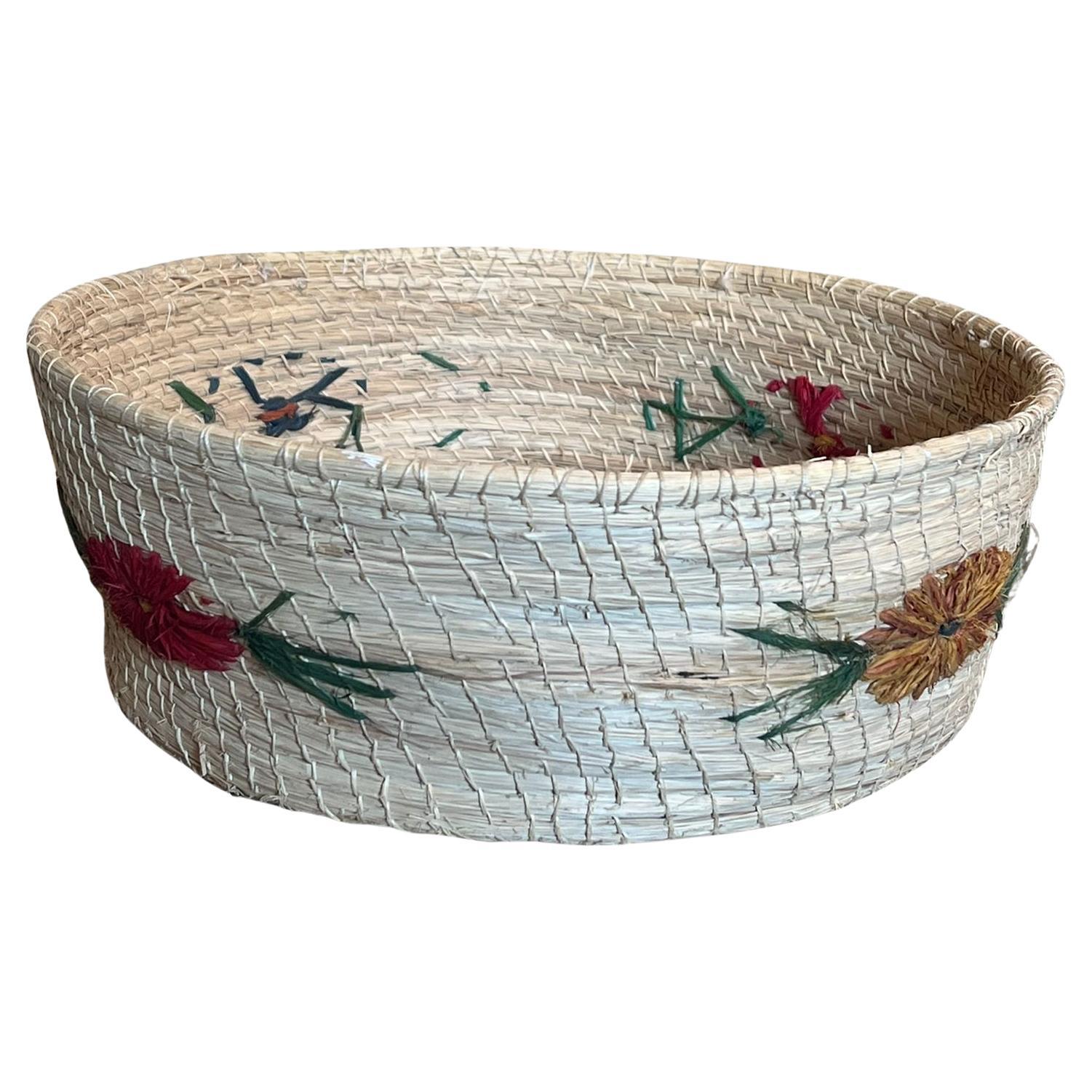 Cestino intrecciato vintage del Mid Century Modern