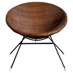 Vintage Mid-Century Modern Woven Rattan Hoop Chair