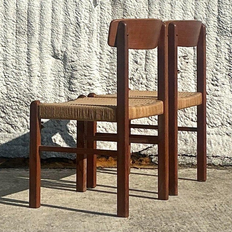 Vintage Mid-Century Modern Woven Rope Dining Chairs Set of For
