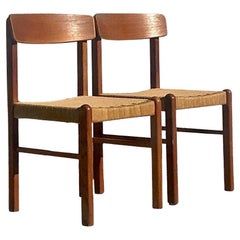Vintage Mid-Century Modern Woven Rope Dining Chairs - Set of 2