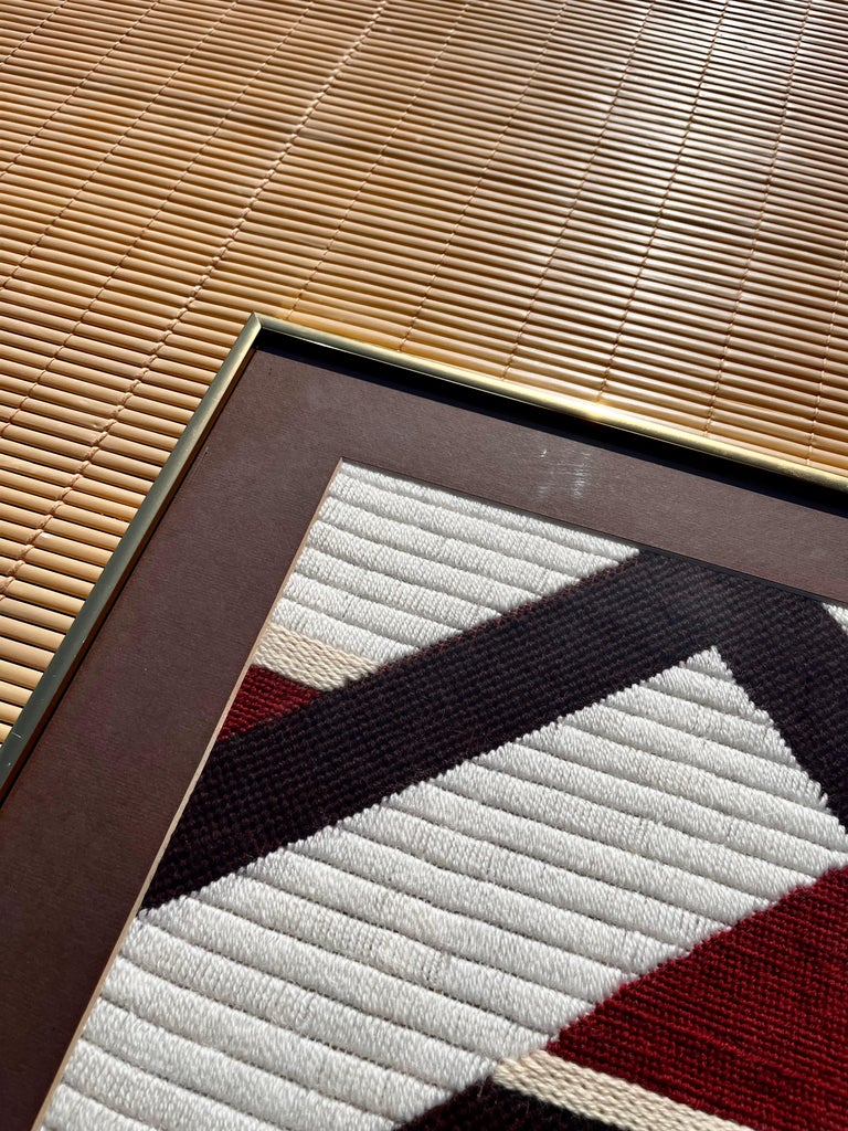 Vintage MidCentury Modern Woven Textile Framed Abstract Wall Art