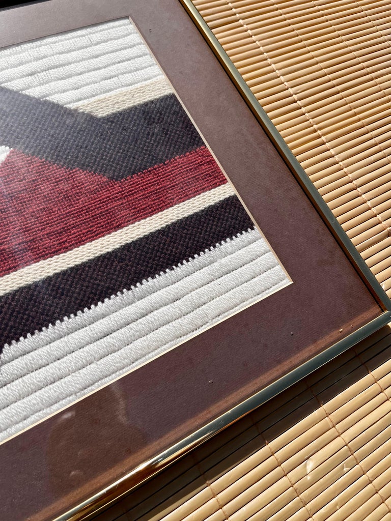 Vintage MidCentury Modern Woven Textile Framed Abstract Wall Art