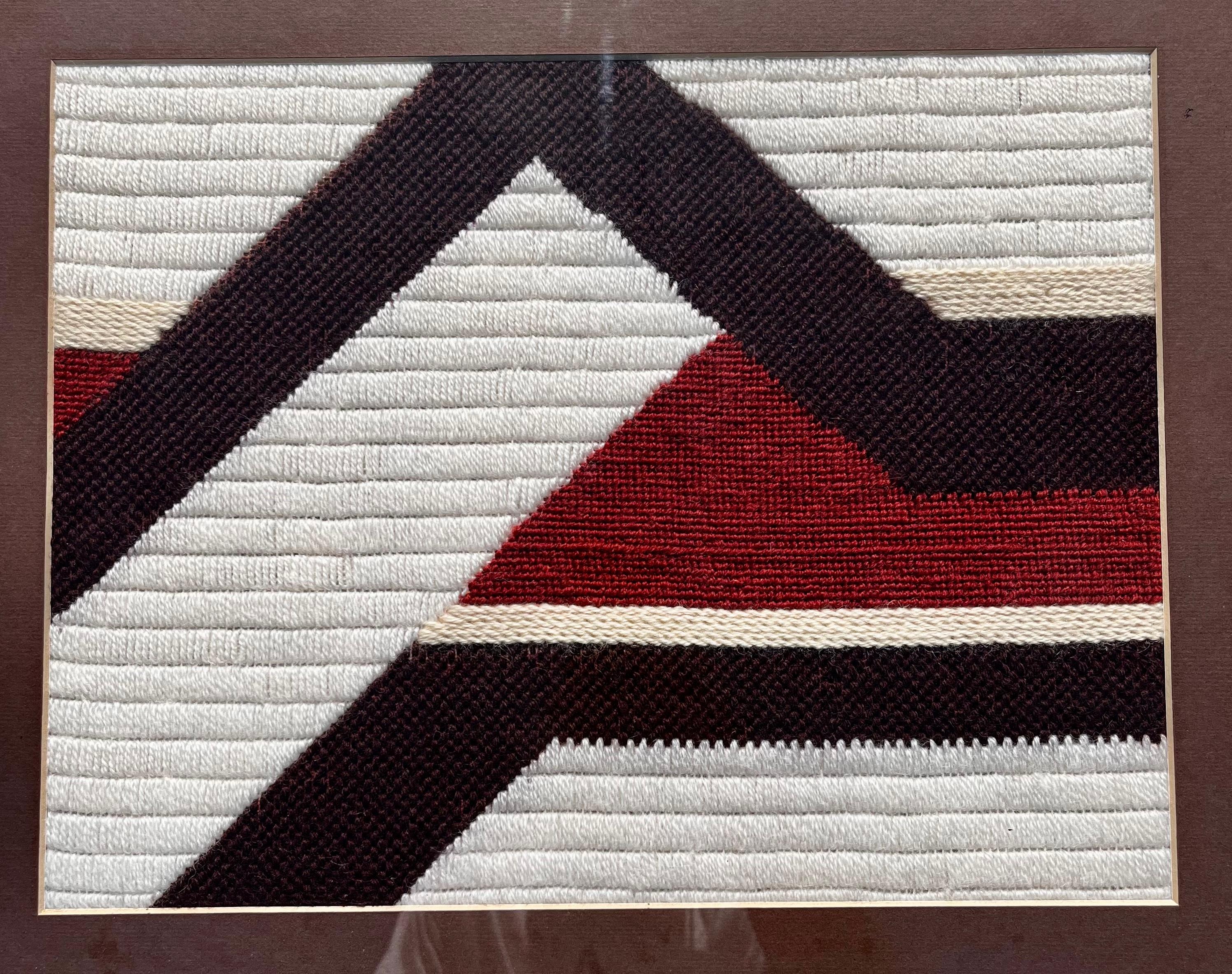 Vintage Mid-Century Modern Woven Textile Framed Abstract Wall Art, circa 1970s  For Sale 1