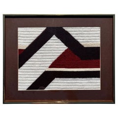 Vintage Mid-Century Modern Woven Textile Framed Abstract Wall Art, circa 1970s
