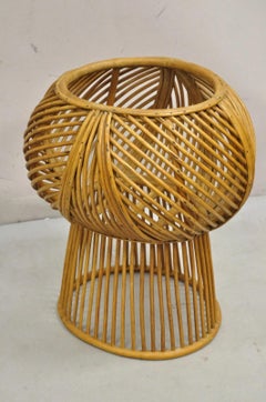 Vintage Mid Century Modern Woven Wicker Franco Albini Style Rattan Plant Stand