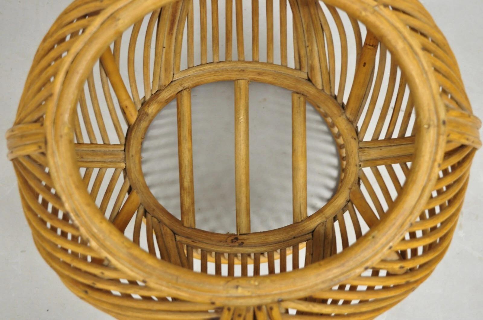 Legno Vintage Mid Century Modern intrecciato in vimini in stile Franco Albini in rattan per piante in vendita