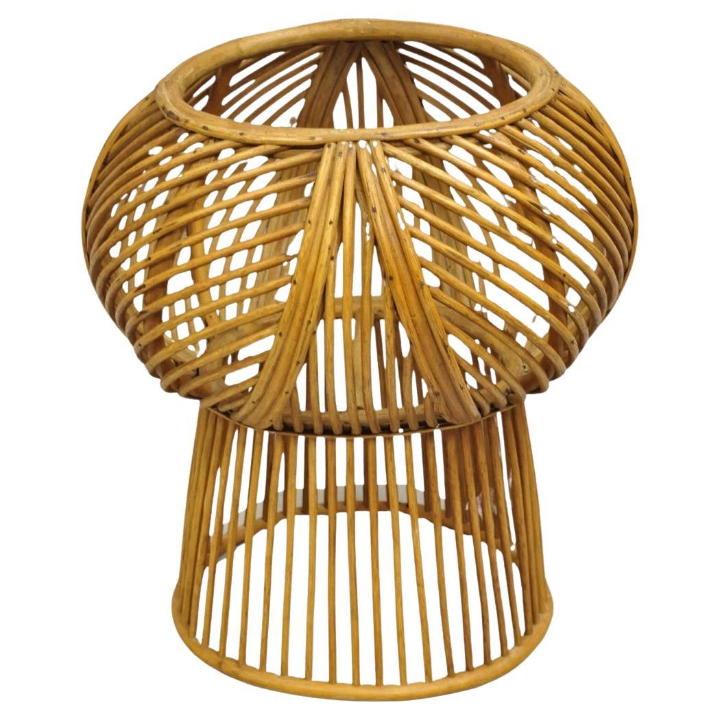 Vintage Mid Century Modern Woven Wicker Franco Albini Style Rattan Plant Stand