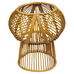 Vintage Mid Century Modern Woven Wicker Franco Albini Style Rattan Plant Stand
