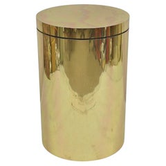 Vintage Mid Century Modern Wrapped Brass Clad Cylinder Gold Pedestal Side Table