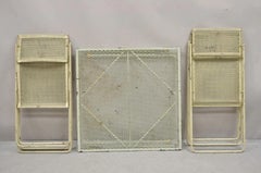 Vintage Mid Century Modern Wrought Iron Folding Card Game Table Set - 5 Pcs