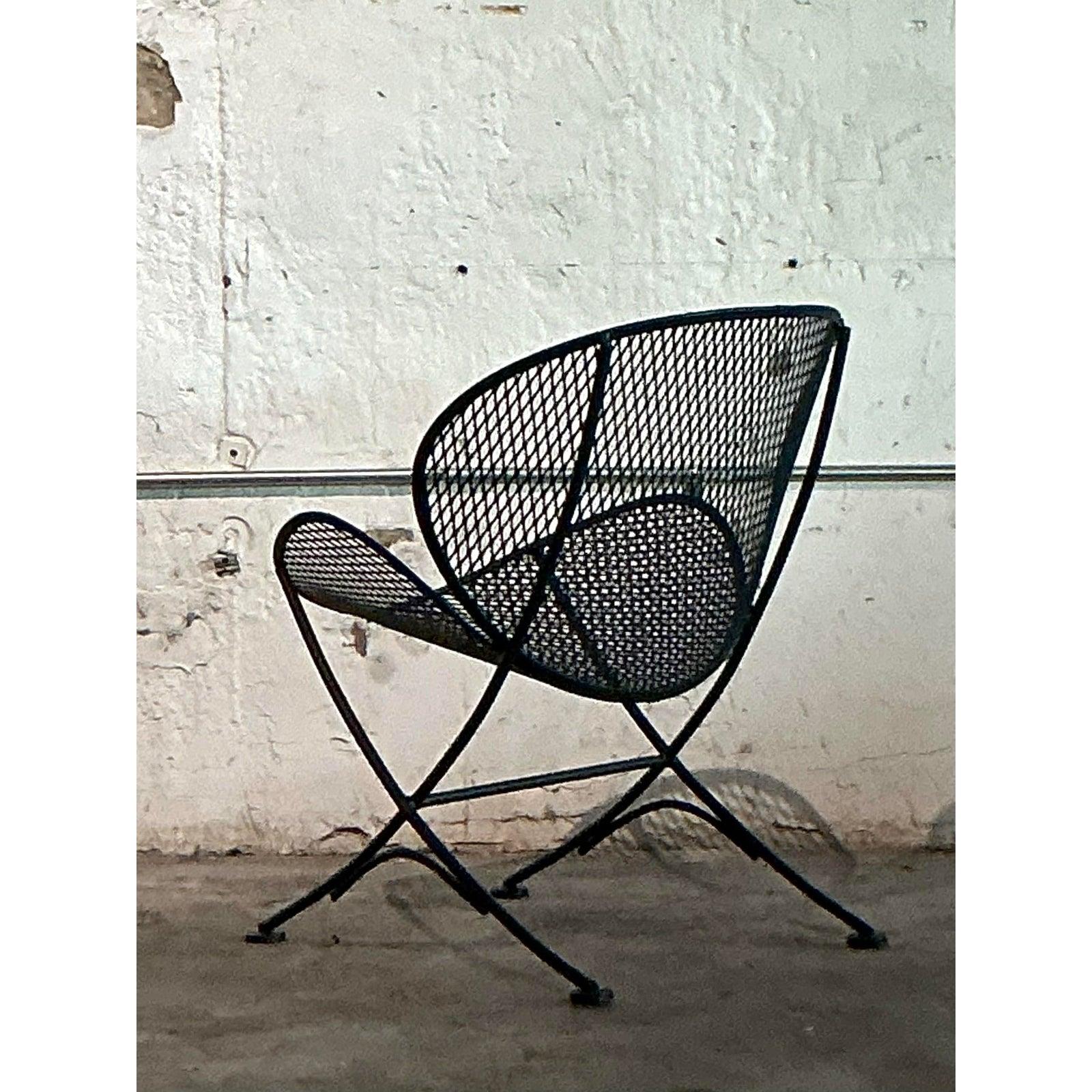 Sillón de hierro forjado de mediados de siglo según Salterini Estadounidense en venta