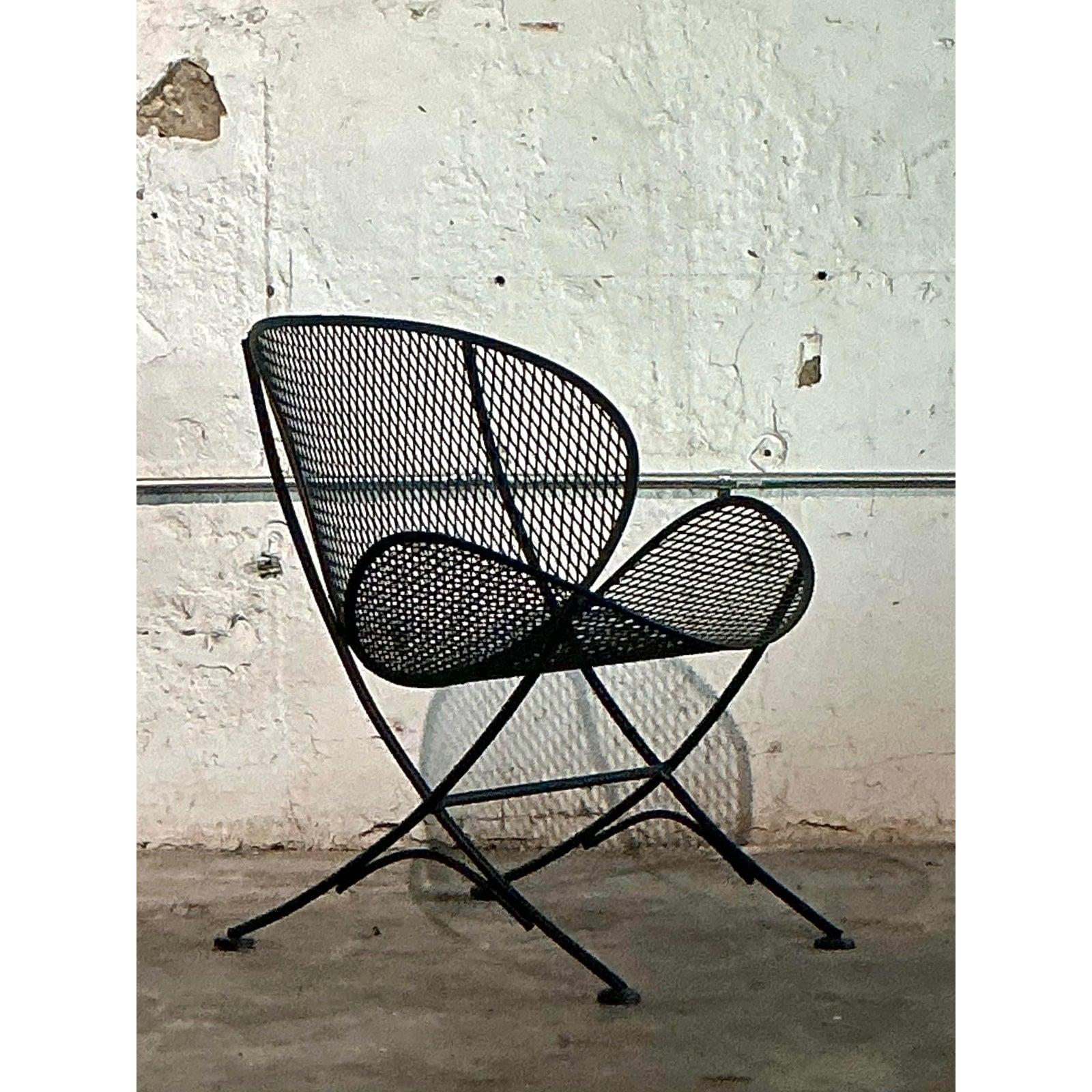 Sillón de hierro forjado de mediados de siglo según Salterini siglo XX en venta