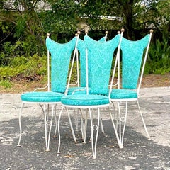 Vintage Mid-Century Modern Wrought Iron Outdoor Dining Chairs - Set of 4