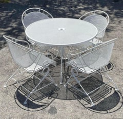 Vintage Mid-Century Modern Wrought Iron Outdoor Dining Set of 5