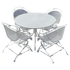 Vintage Mid-Century Modern Wrought Iron Outdoor Dining Set of 5