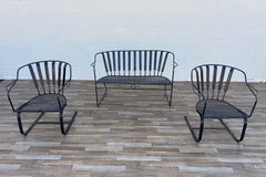 Vintage Mid-Century Modern Wrought Iron Patio Conversation Set