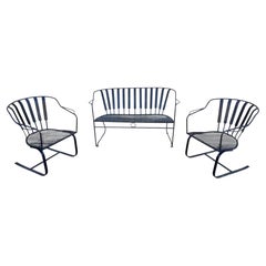 Vintage Mid-Century Modern Wrought Iron Patio Conversation Set