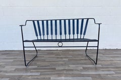 Vintage Mid-Century Modern Wrought Iron Patio Loveseat Bench