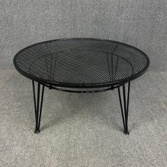 Vintage Mid Century Modern Wrought Iron "Radar" Patio Coffee Table by Salterini