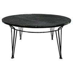 Vintage Mid Century Modern Wrought Iron "Radar" Patio Coffee Table by Salterini