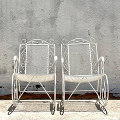 Vintage Mid-Century Modern Wrought Iron Rockers - a Pair