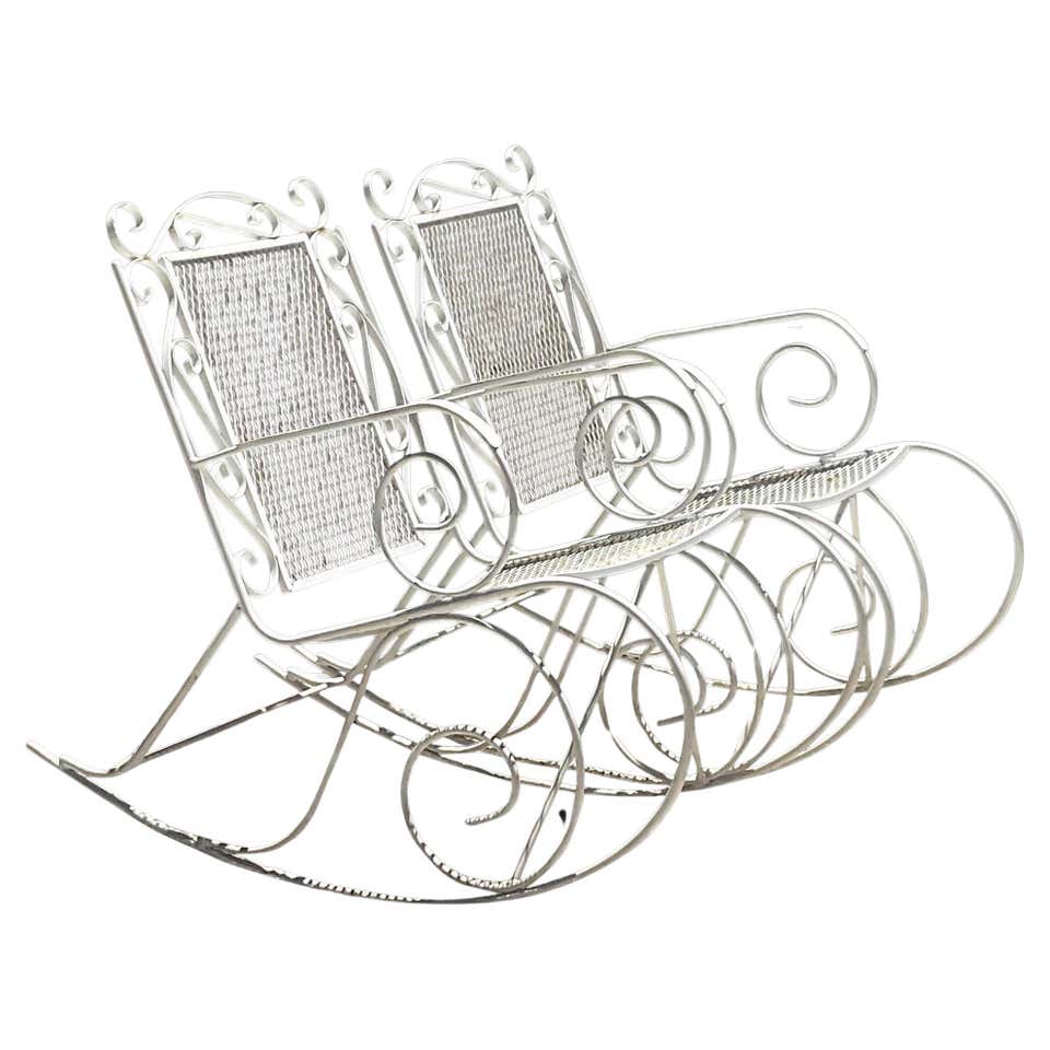 Vintage Wrought Iron Victorian Style Garden Patio Rocker Rocking Chairs ...