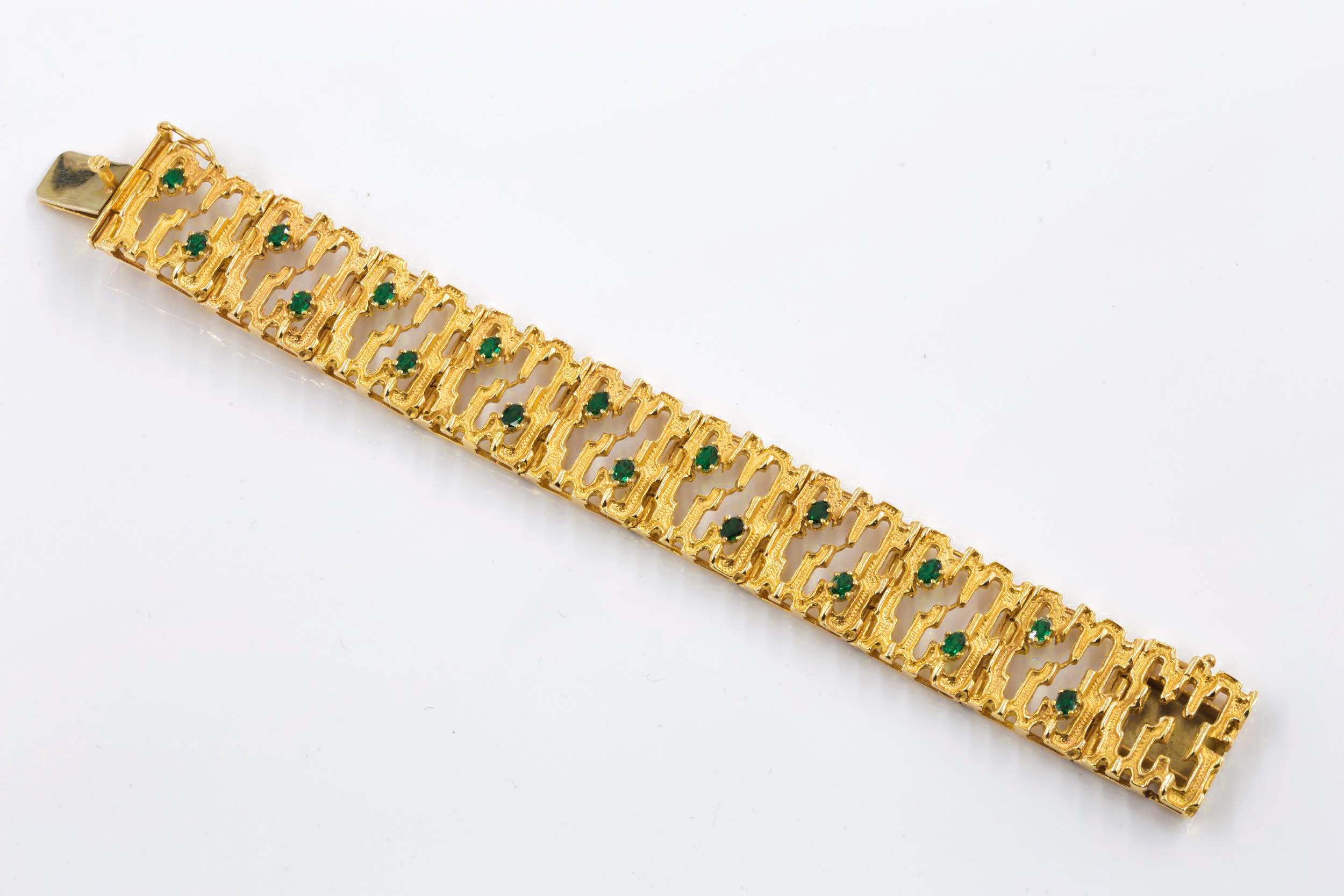 Bracelet vintage brutaliste moderniste du milieu du siècle dernier en or jaune 14 carats Bon état - En vente à Shippensburg, PA