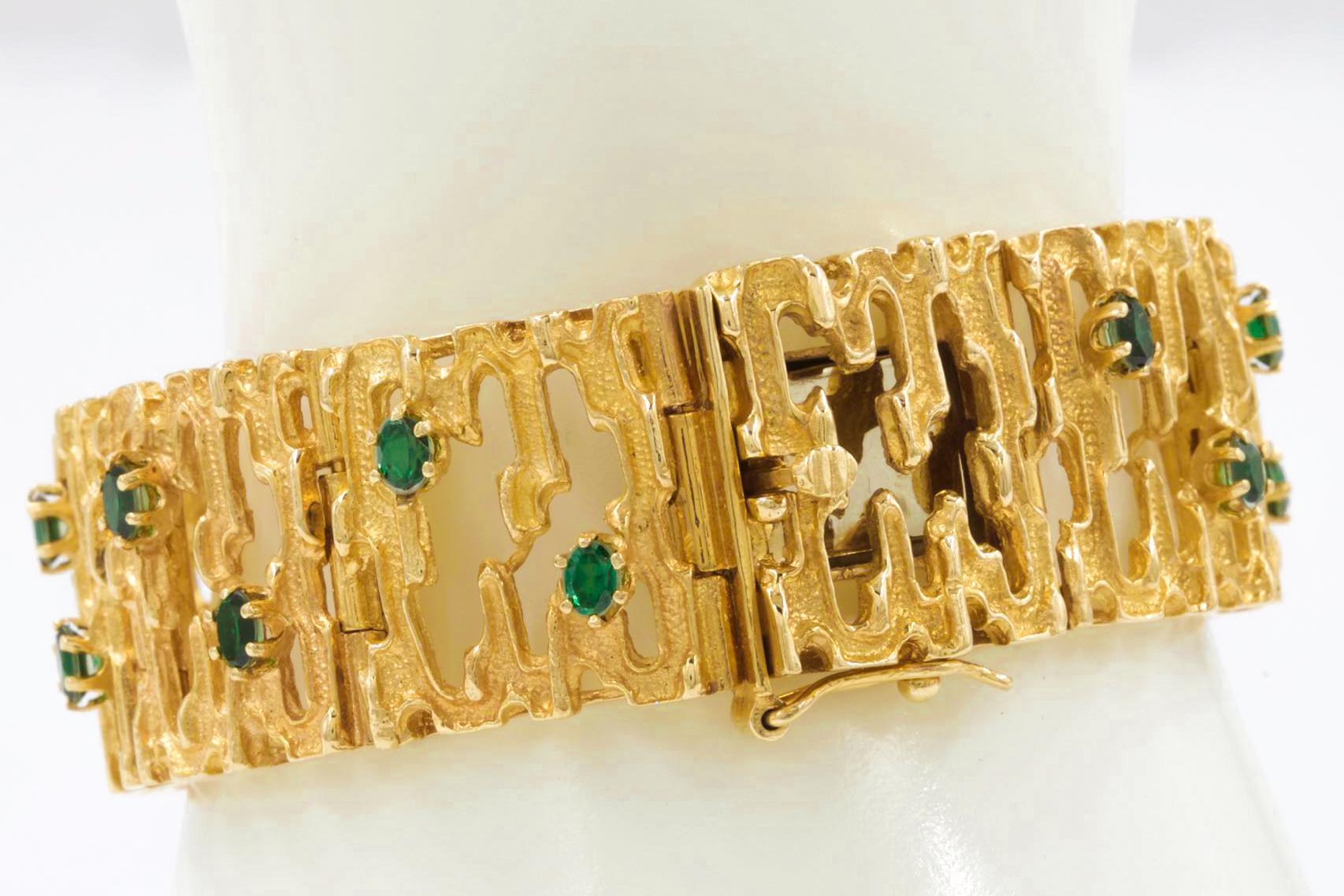 Bracelet vintage brutaliste moderniste du milieu du siècle dernier en or jaune 14 carats en vente 1