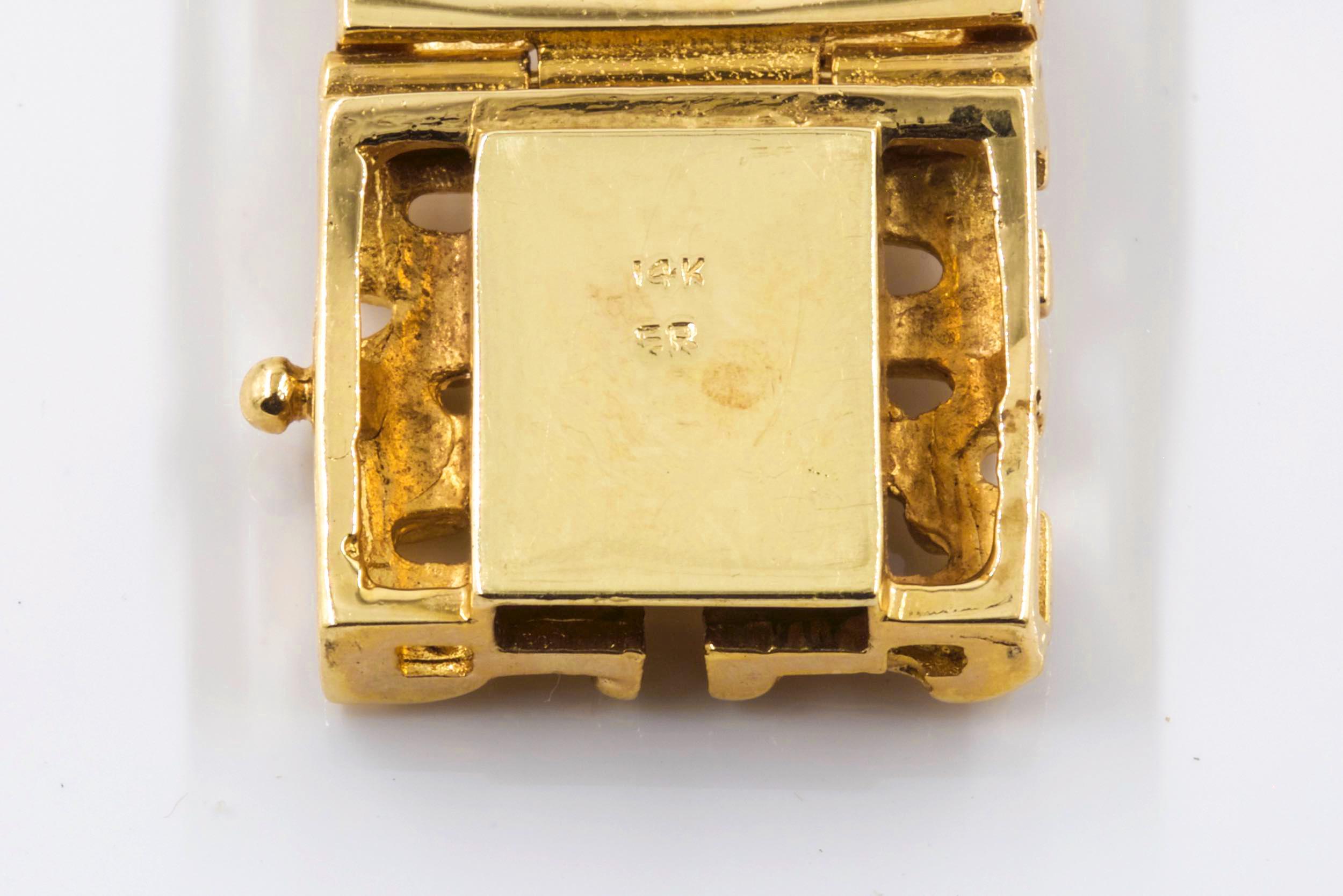 Vintage Mid-Century Modernist Brutalistisches 14-Karat Gelbgold-Armband im Angebot 3