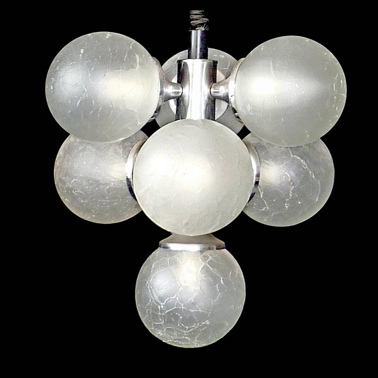 Italian Vintage Mid-Century Modernist Chrome Atomic Space Age Sputnik Orbit Chandelier For Sale