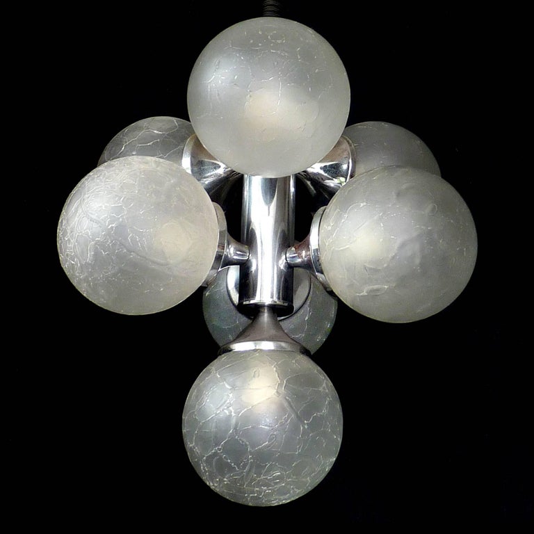 20th Century Vintage Mid-Century Modernist Chrome Atomic Space Age Sputnik Orbit Chandelier For Sale
