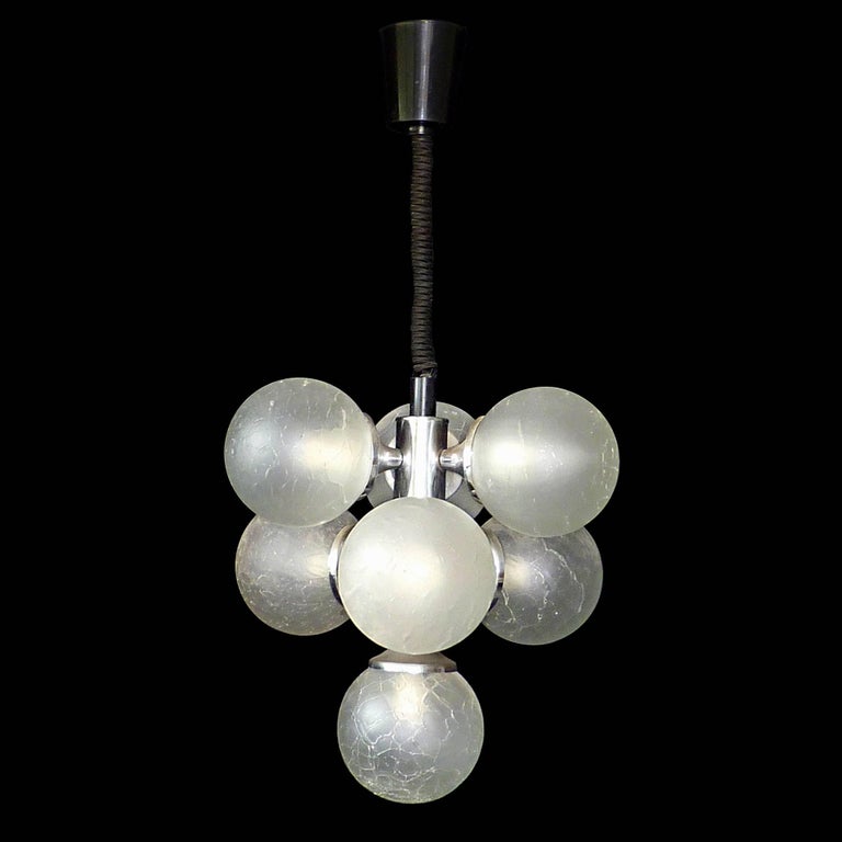 Vintage Mid-Century Modernist Chrome Atomic Space Age Sputnik Orbit Chandelier For Sale 1