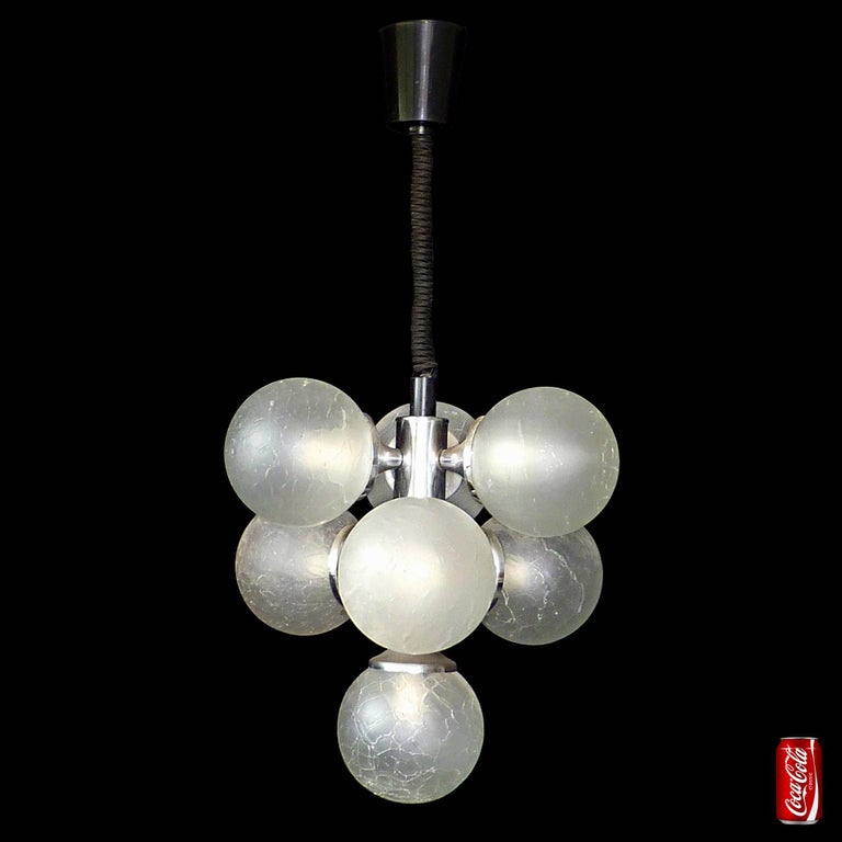 Vintage Mid-Century Modernist Chrome Atomic Space Age Sputnik Orbit Chandelier For Sale 2