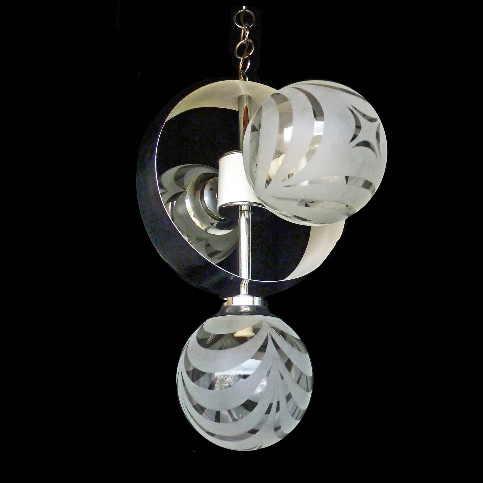 Vintage Mid-Century Modernist Chrome Atomic Space Age Sputnik Orbit Chandelier For Sale 2