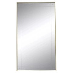 Vintage Mid Century Modernist Etched Star Frame Wall Mirror w Silver Metal Frame
